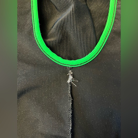 Vintage 70s One Piece Bathing Suit Black Neon LARGE - Picture 6 of 7